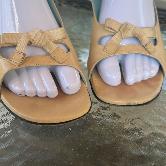 Thierry Rabotin Nude Leather Slingback Sandals 38.5 | Bow Detail Made in Italy - Picture 3 of 10